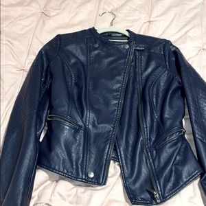 Navy Blue Leather Jacket!